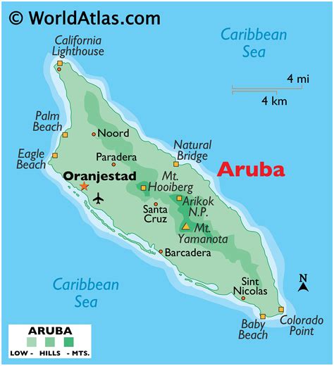 Map of Aruba on the World Map
